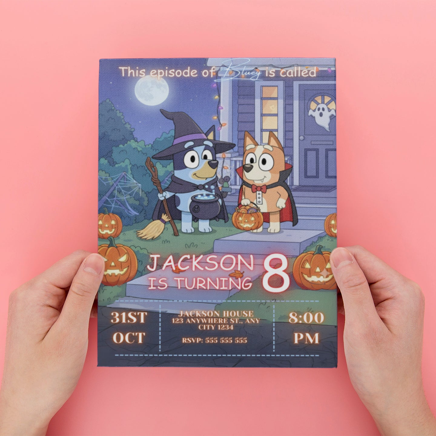 Bluey and Bingo Halloween Birthday Invitation - CreativeRino