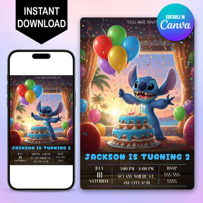 Lilo & Stitch Birthday Invitation - CreativeRino