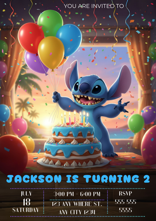 Lilo & Stitch Birthday Invitation - CreativeRino