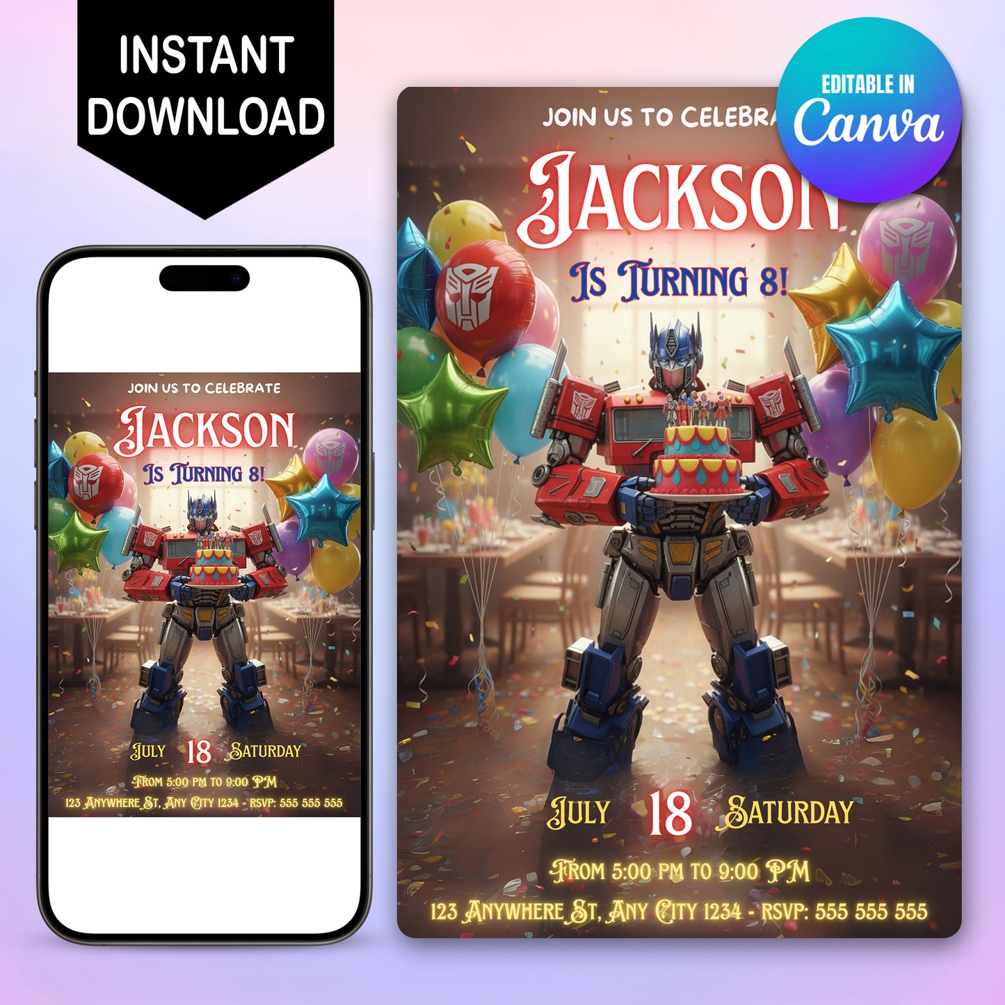 Transformers Birthday Invitation - CreativeRino