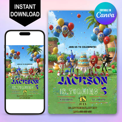 Sonic Birthday Invitation - CreativeRino