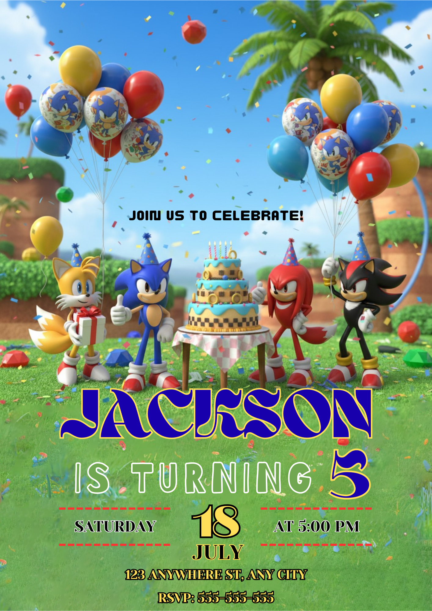 Sonic Birthday Invitation - CreativeRino