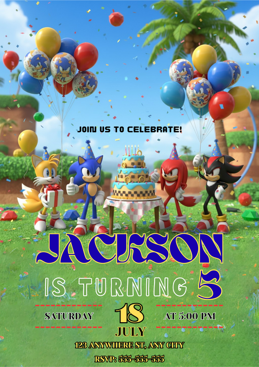 Sonic Birthday Invitation - CreativeRino
