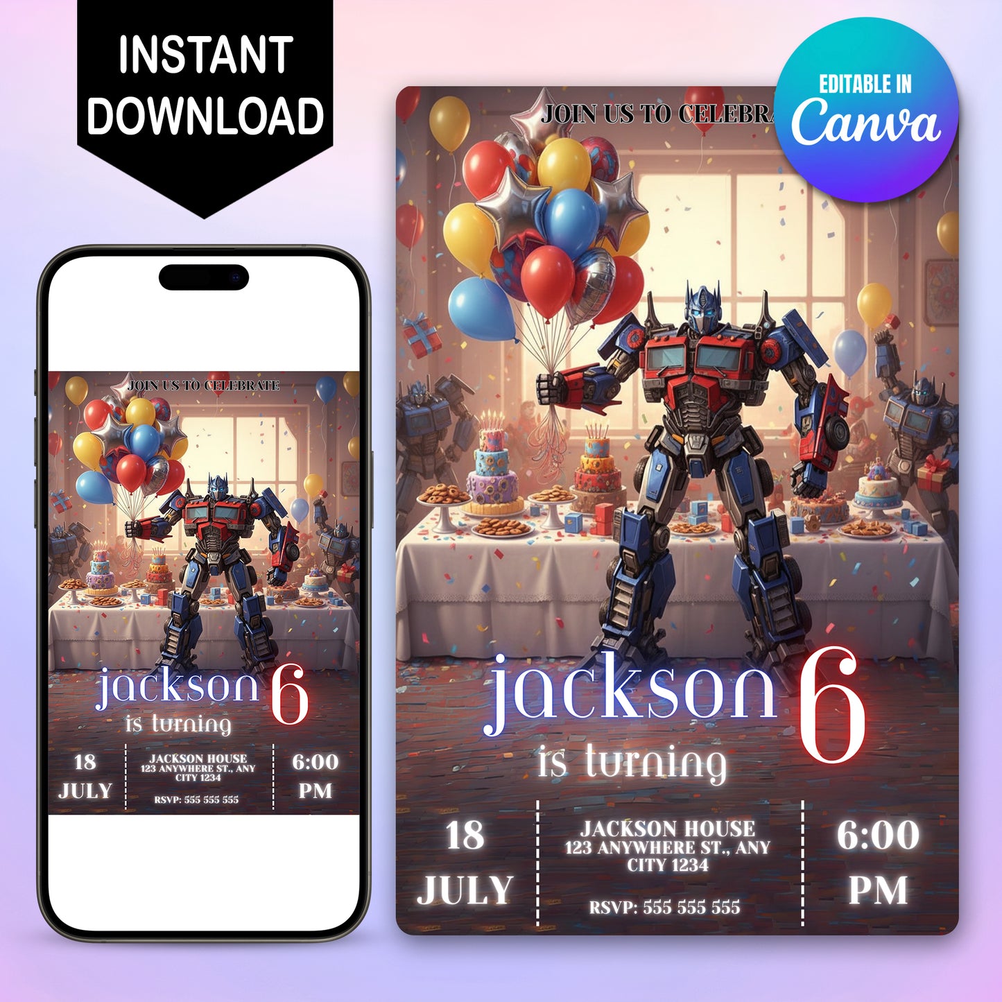 Transformers Birthday Party Invitation - CreativeRino