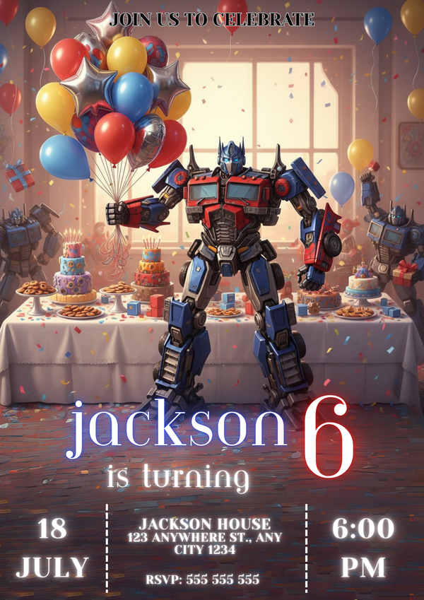 Transformers Birthday Party Invitation – CreativeRino