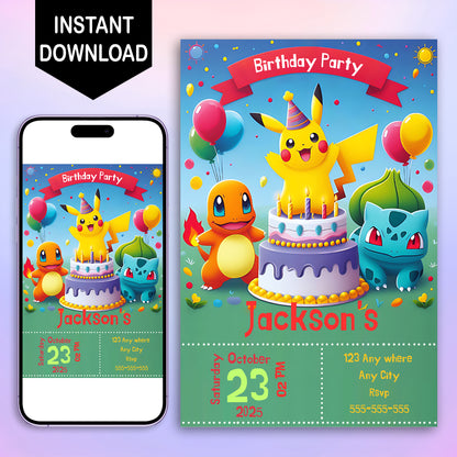 Pokemon Birthday Invitation Template - CreativeRino