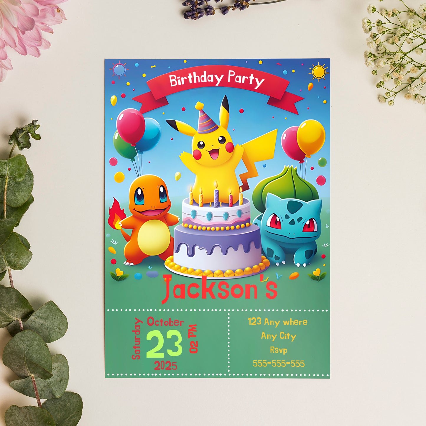 Pokemon Birthday Invitation Template - CreativeRino