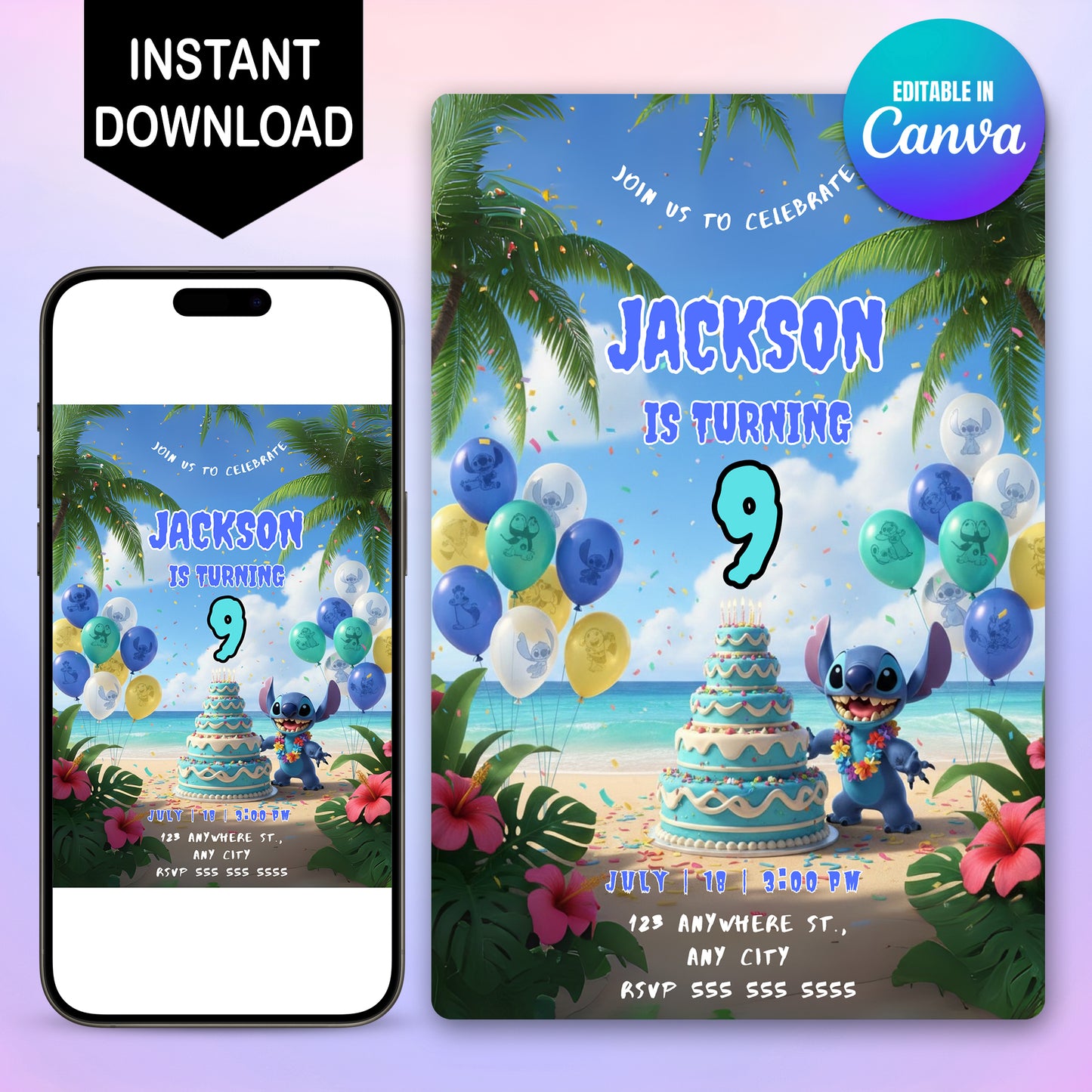 Lilo & Stitch Birthday Party Invitation - CreativeRino