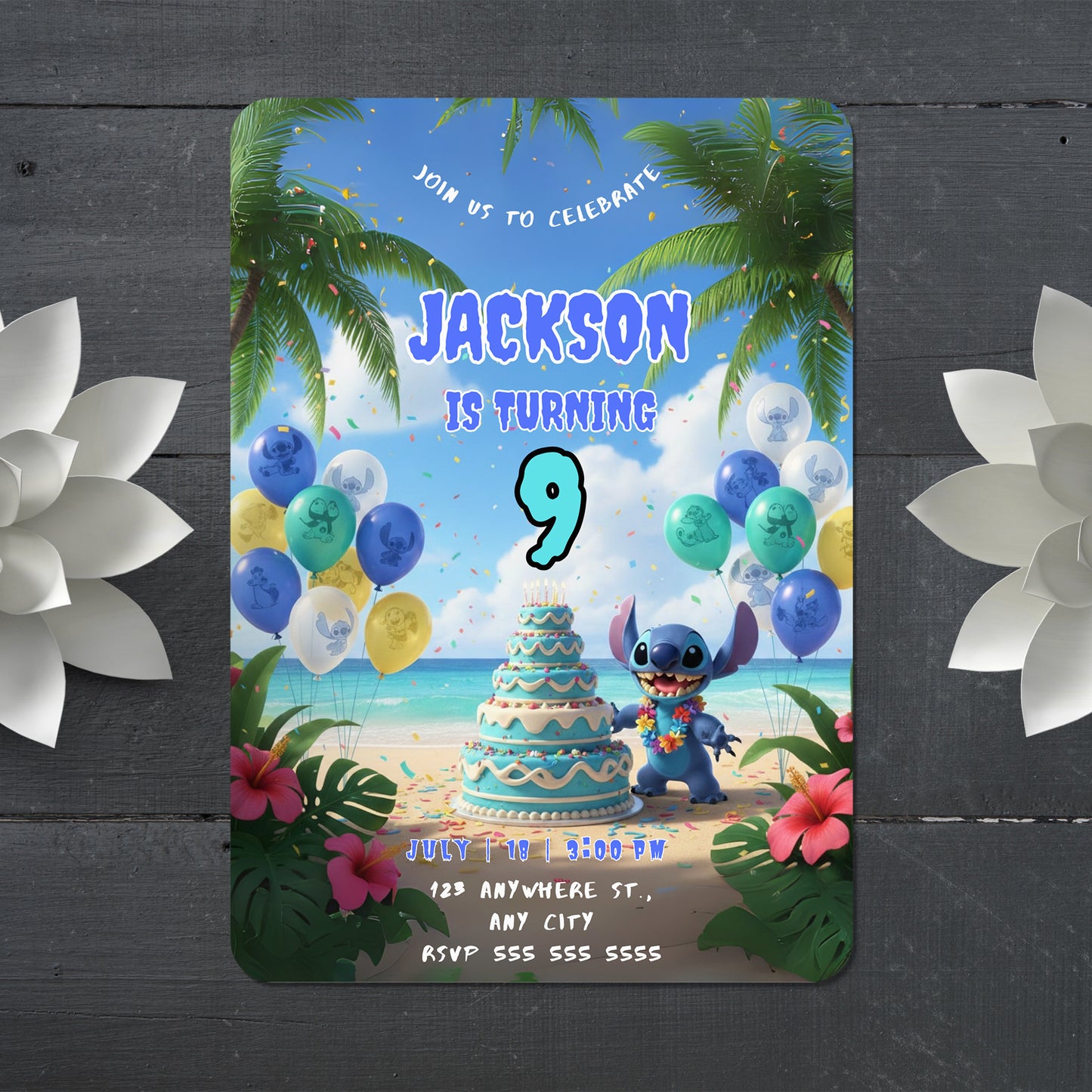 Lilo & Stitch Birthday Party Invitation - CreativeRino