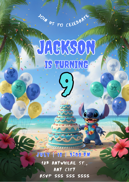 Lilo & Stitch Birthday Party Invitation - CreativeRino