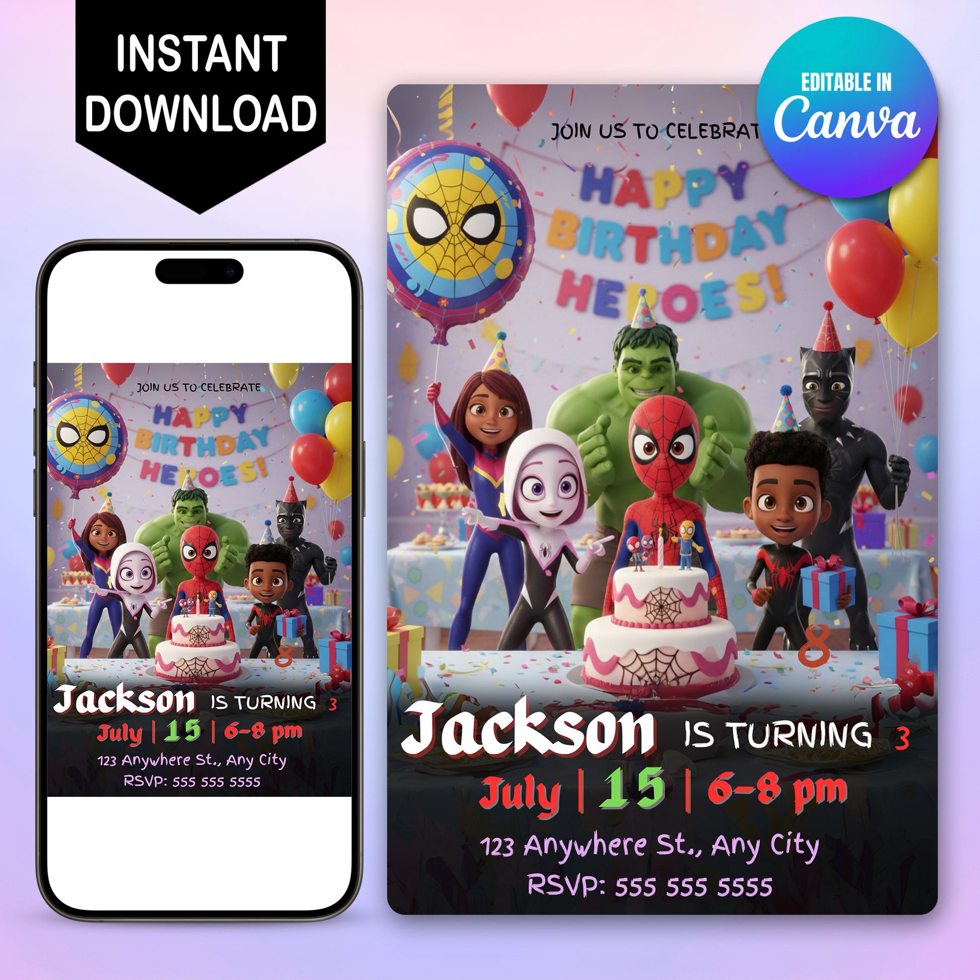 Spidey and His Amazing Friends Birthday Invitation - CreativeRino