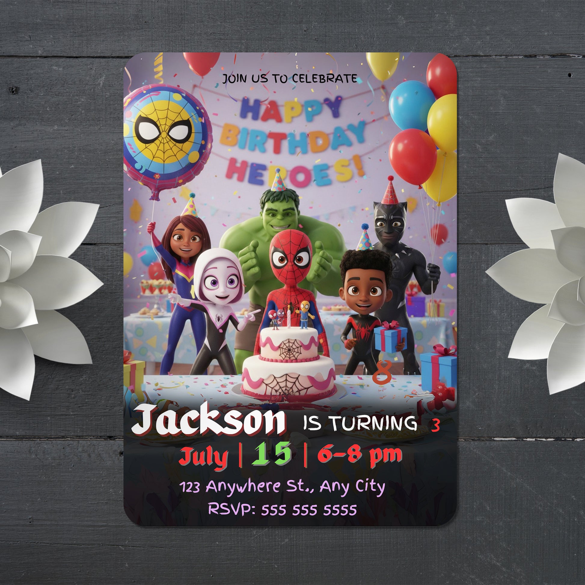 Spidey and His Amazing Friends Birthday Invitation - CreativeRino