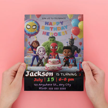 Spidey and His Amazing Friends Birthday Invitation - CreativeRino