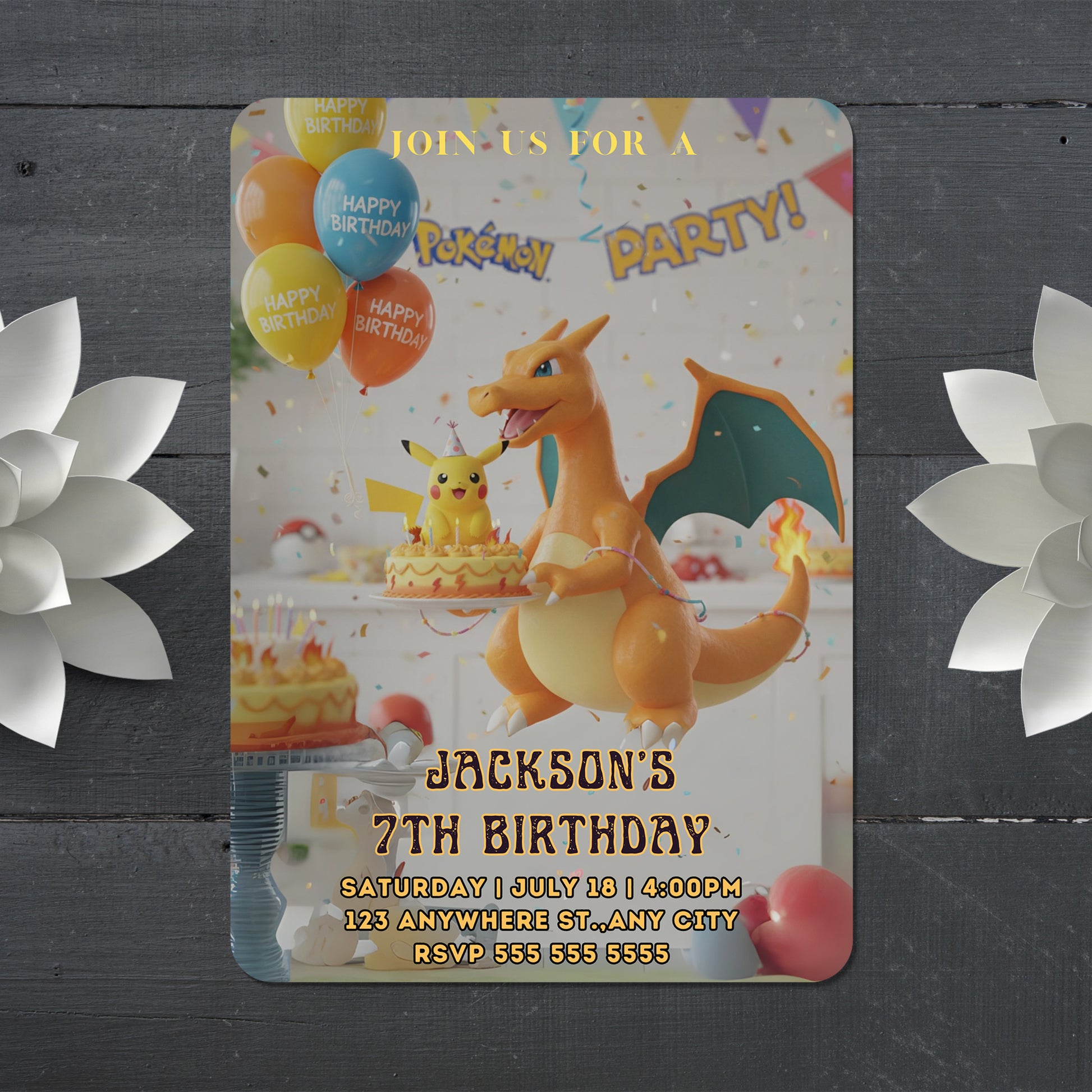 Charizard Birthday Invitation - CreativeRino
