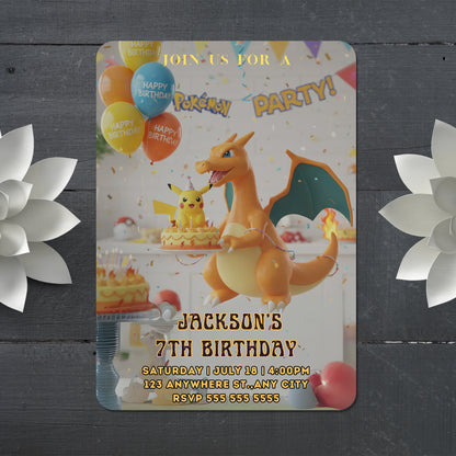 Charizard Birthday Invitation - CreativeRino