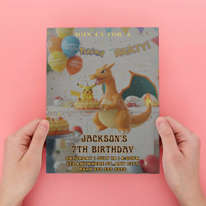 Charizard Birthday Invitation - CreativeRino