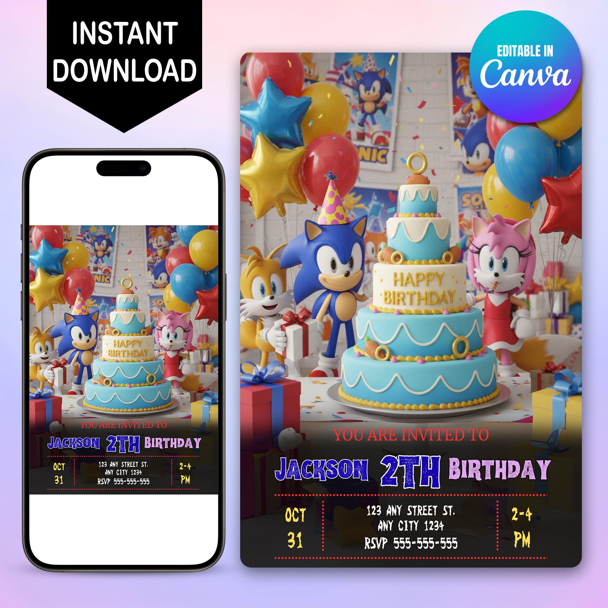 Sonic the Hedgehog Birthday Invitation - CreativeRino