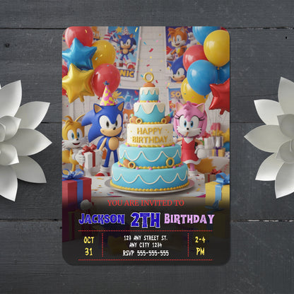Sonic the Hedgehog Birthday Invitation - CreativeRino