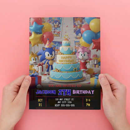 Sonic the Hedgehog Birthday Invitation - CreativeRino