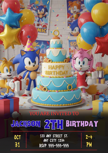 Sonic the Hedgehog Birthday Invitation - CreativeRino