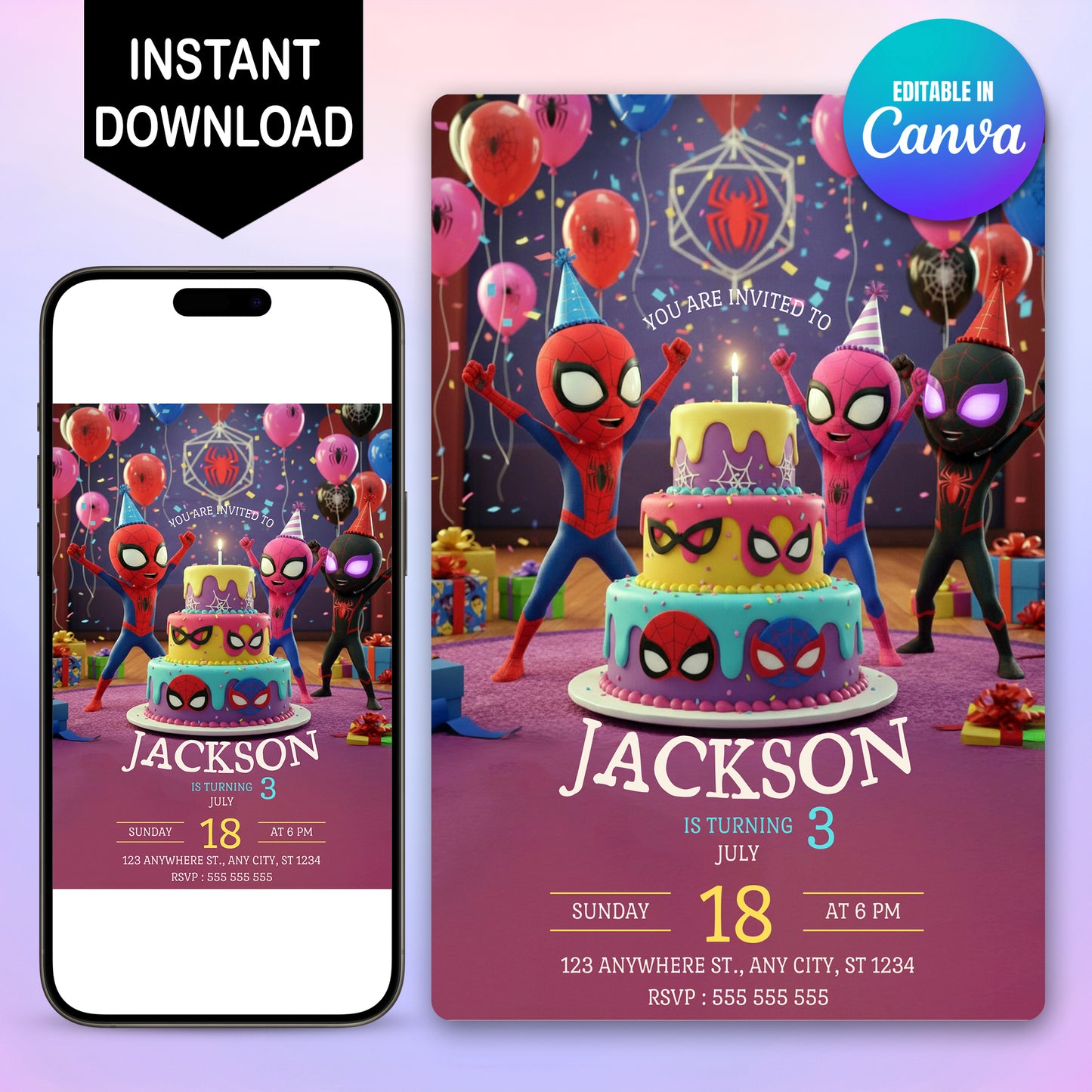 Spider Man Birthday Party Invitation - CreativeRino