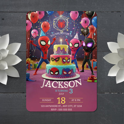 Spider Man Birthday Party Invitation - CreativeRino