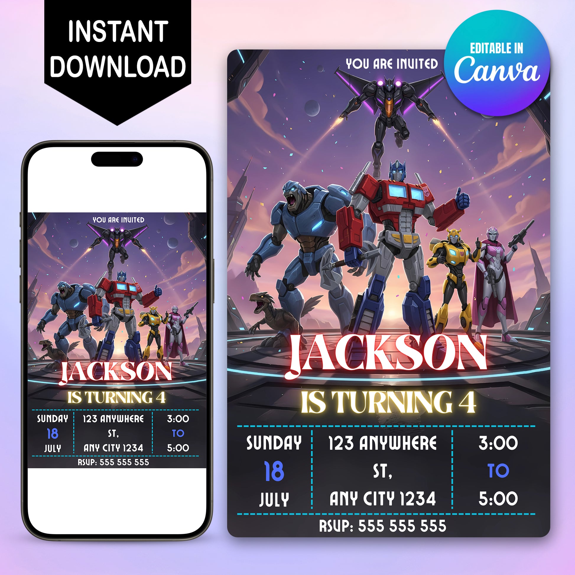 Transformers Birthday Invitation Template - CreativeRino