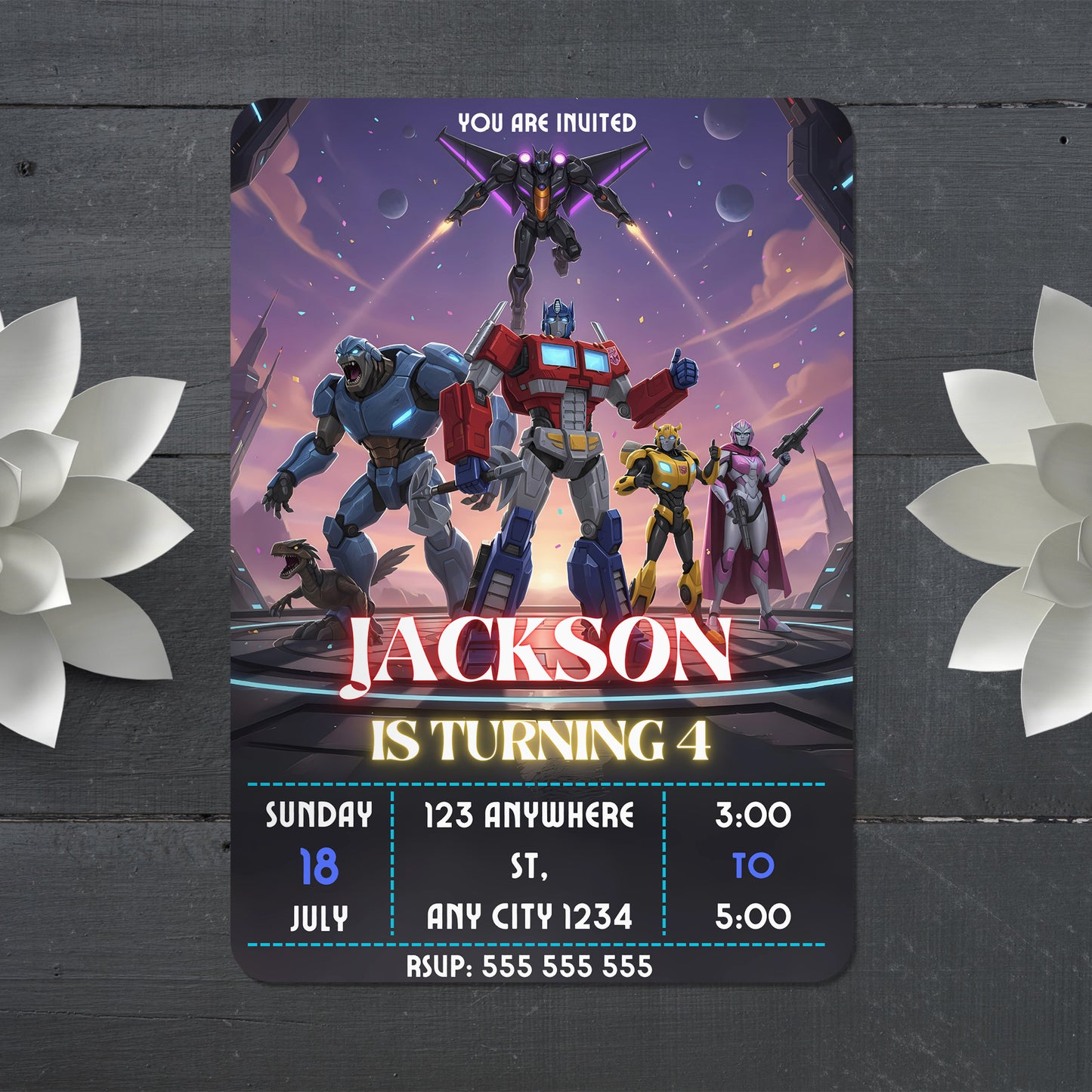 Transformers Birthday Invitation Template - CreativeRino