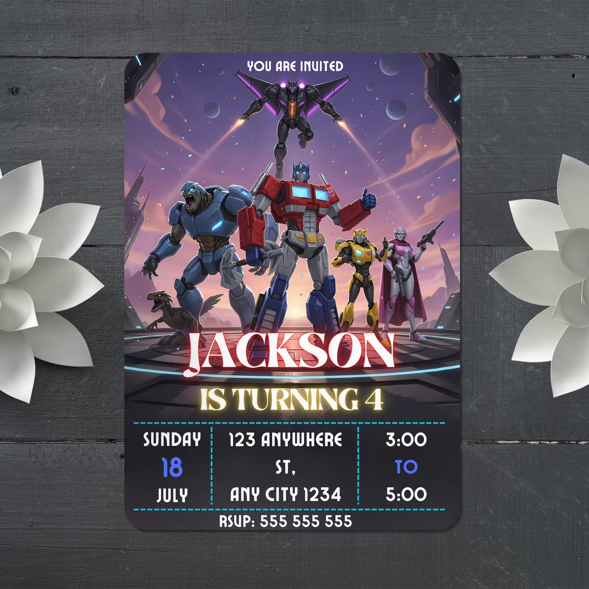 Transformers Birthday Invitation Template - CreativeRino