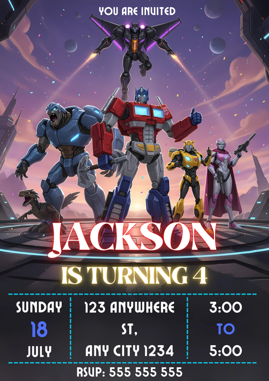 Transformers Birthday Invitation Template - CreativeRino