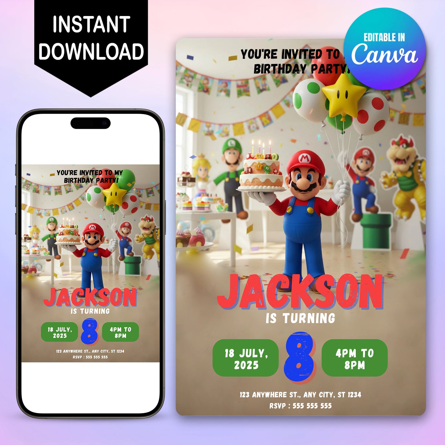 Mario Bros Birthday Invitation - CreativeRino