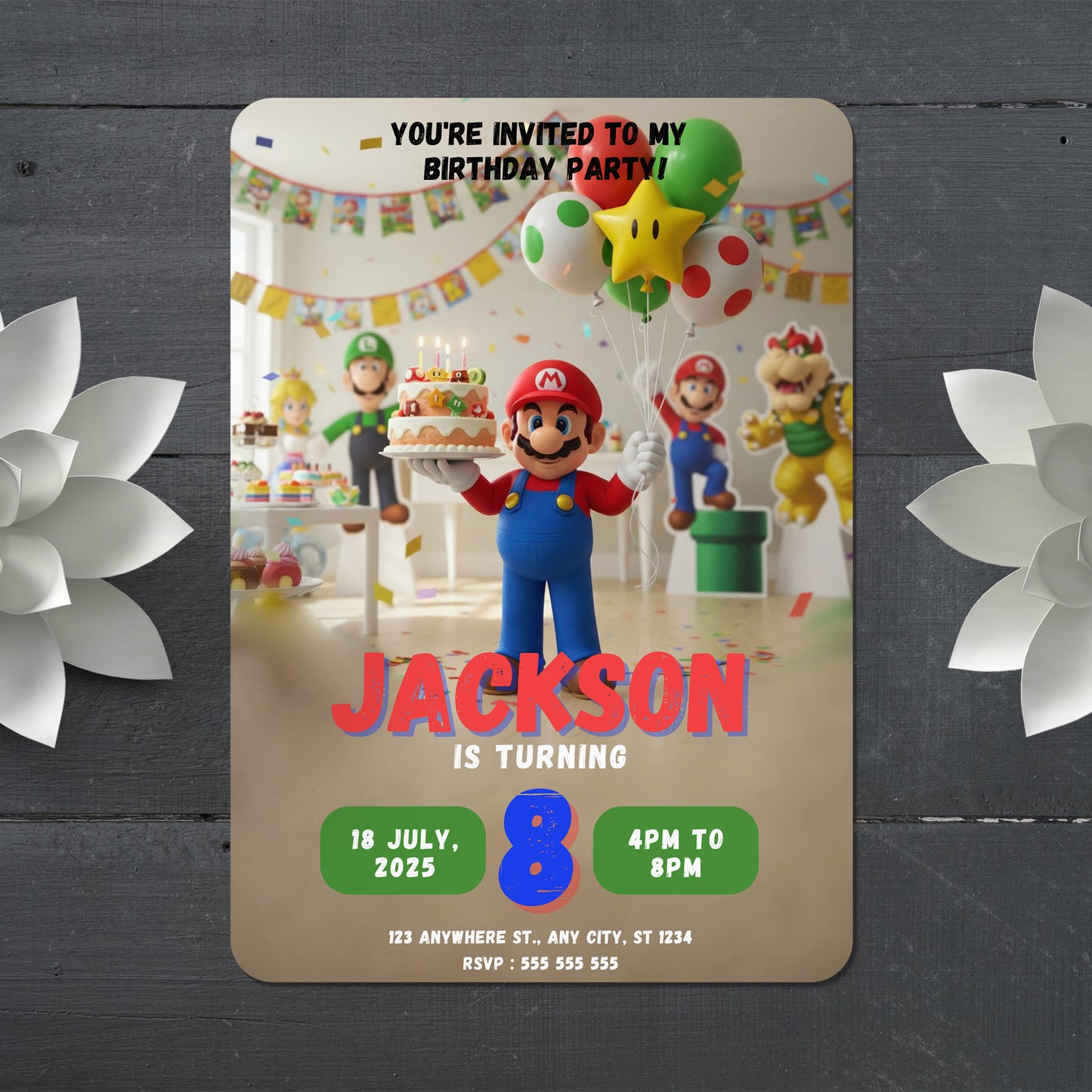 Mario Bros Birthday Invitation - CreativeRino