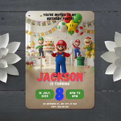 Mario Bros Birthday Invitation - CreativeRino