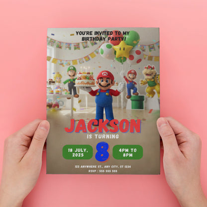 Mario Bros Birthday Invitation - CreativeRino