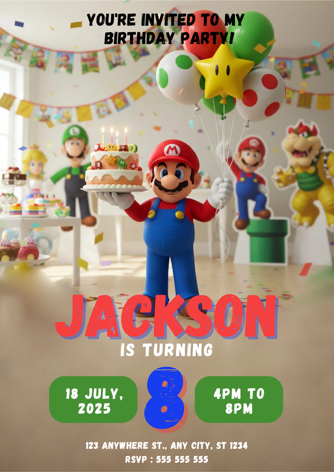 Mario Bros Birthday Invitation - CreativeRino
