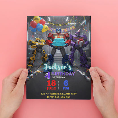 Editable Transformers Birthday Invitation - CreativeRino