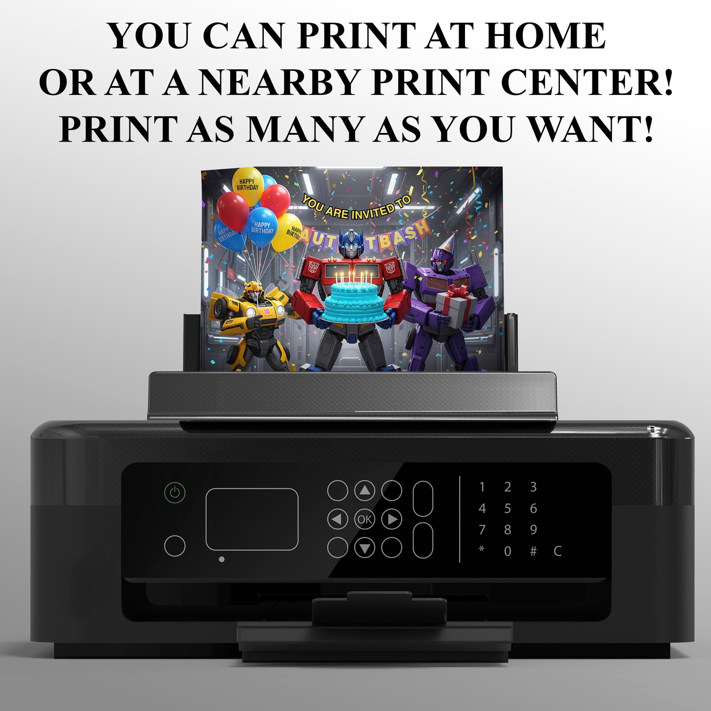 Editable Transformers Birthday Invitation - CreativeRino