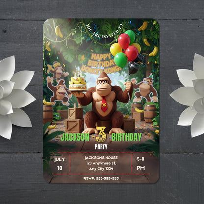 Donkey Kong Birthday Invitation - CreativeRino