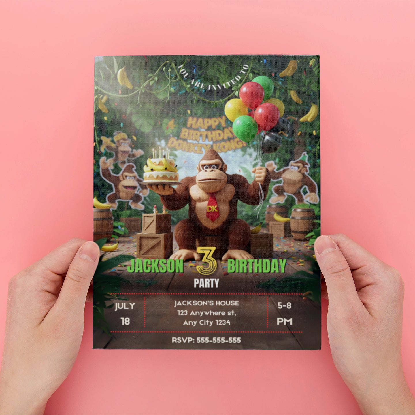 Donkey Kong Birthday Invitation - CreativeRino