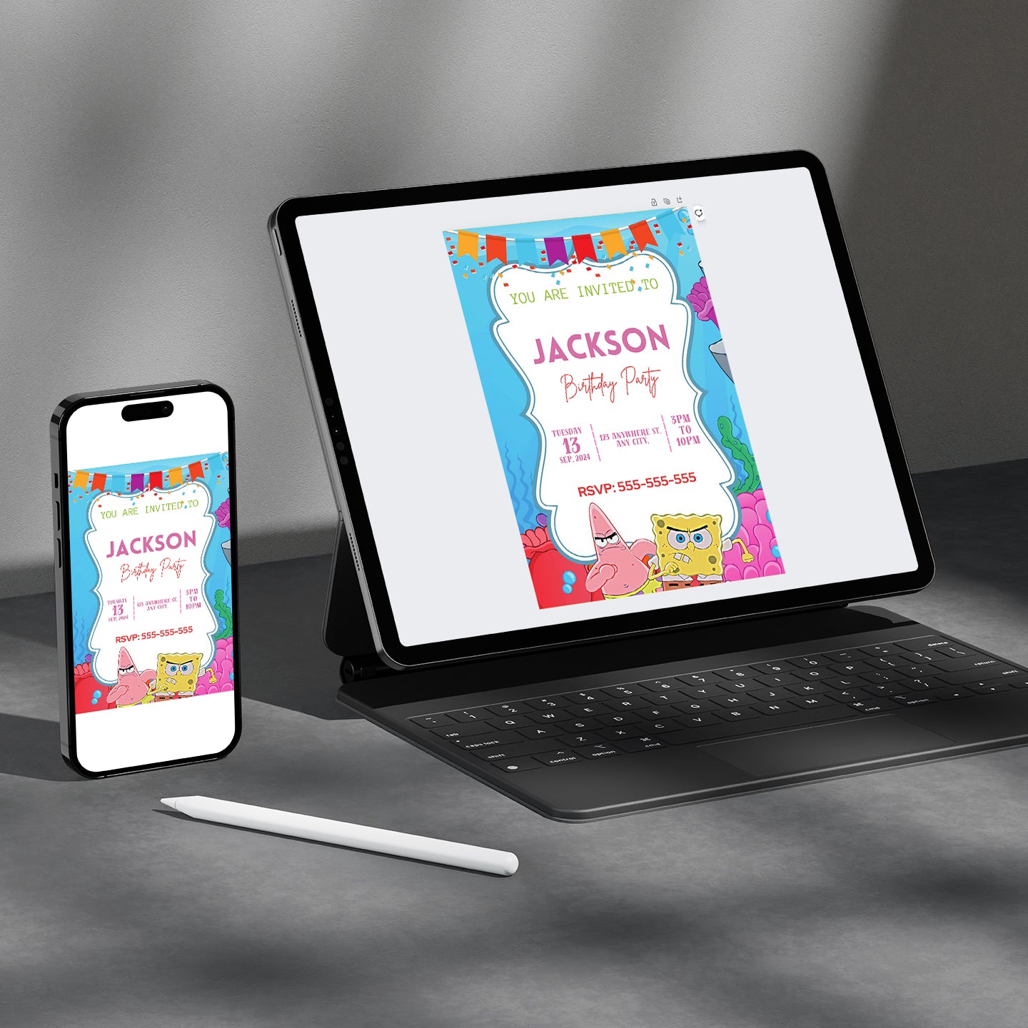 SpongeBob Birthday Invitation Template - CreativeRino