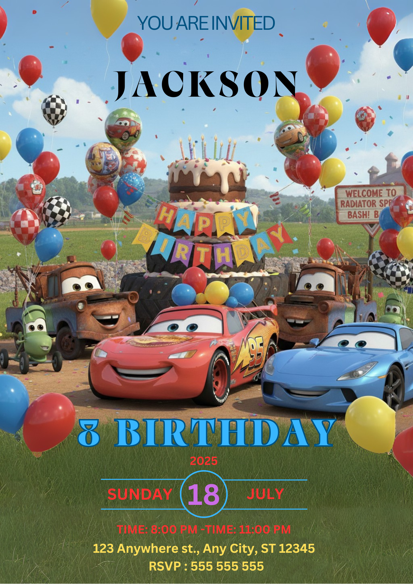Lightning McQueen Birthday Invitation - CreativeRino