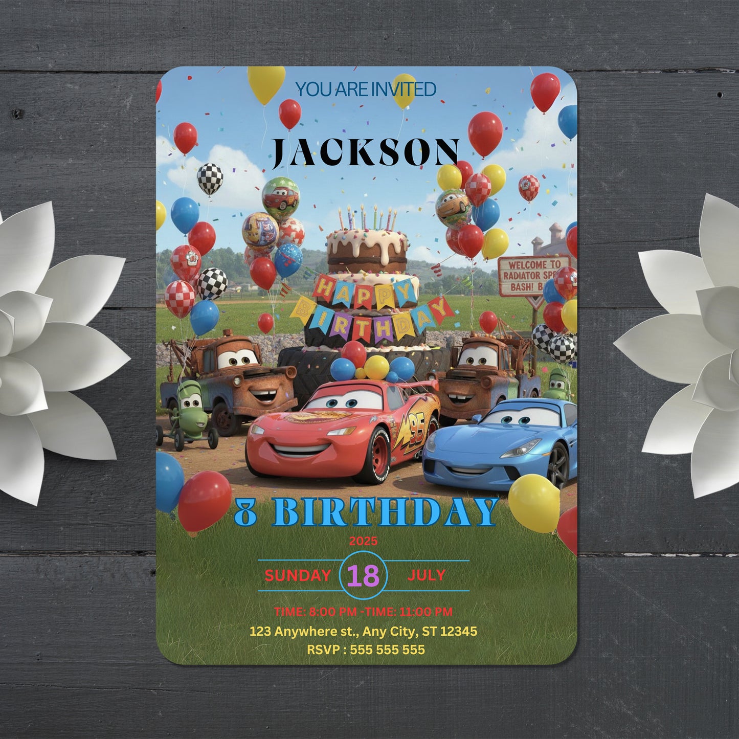Lightning McQueen Birthday Invitation - CreativeRino