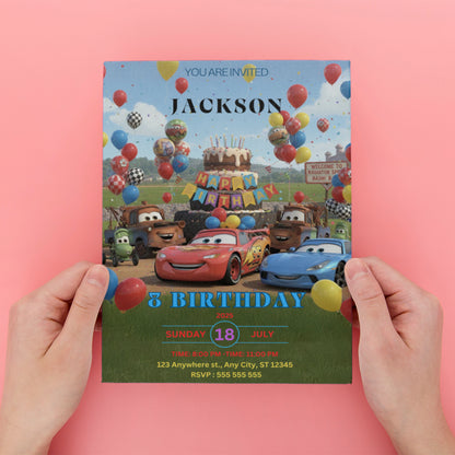 Lightning McQueen Birthday Invitation - CreativeRino