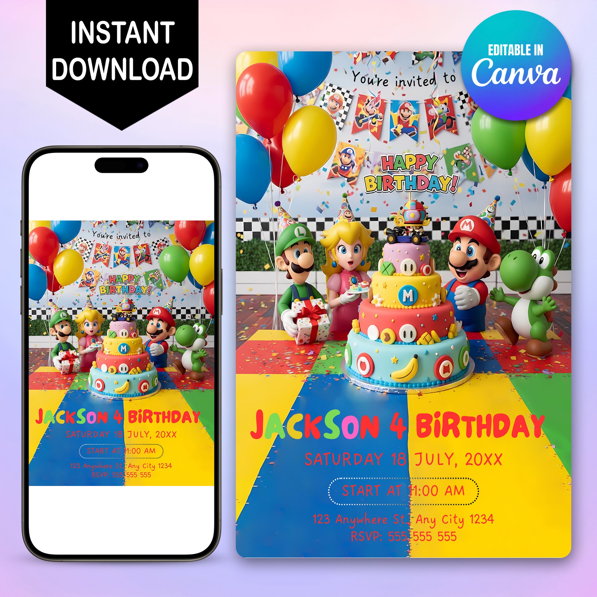 Super Mario Bros Birthday Party Invitation - CreativeRino