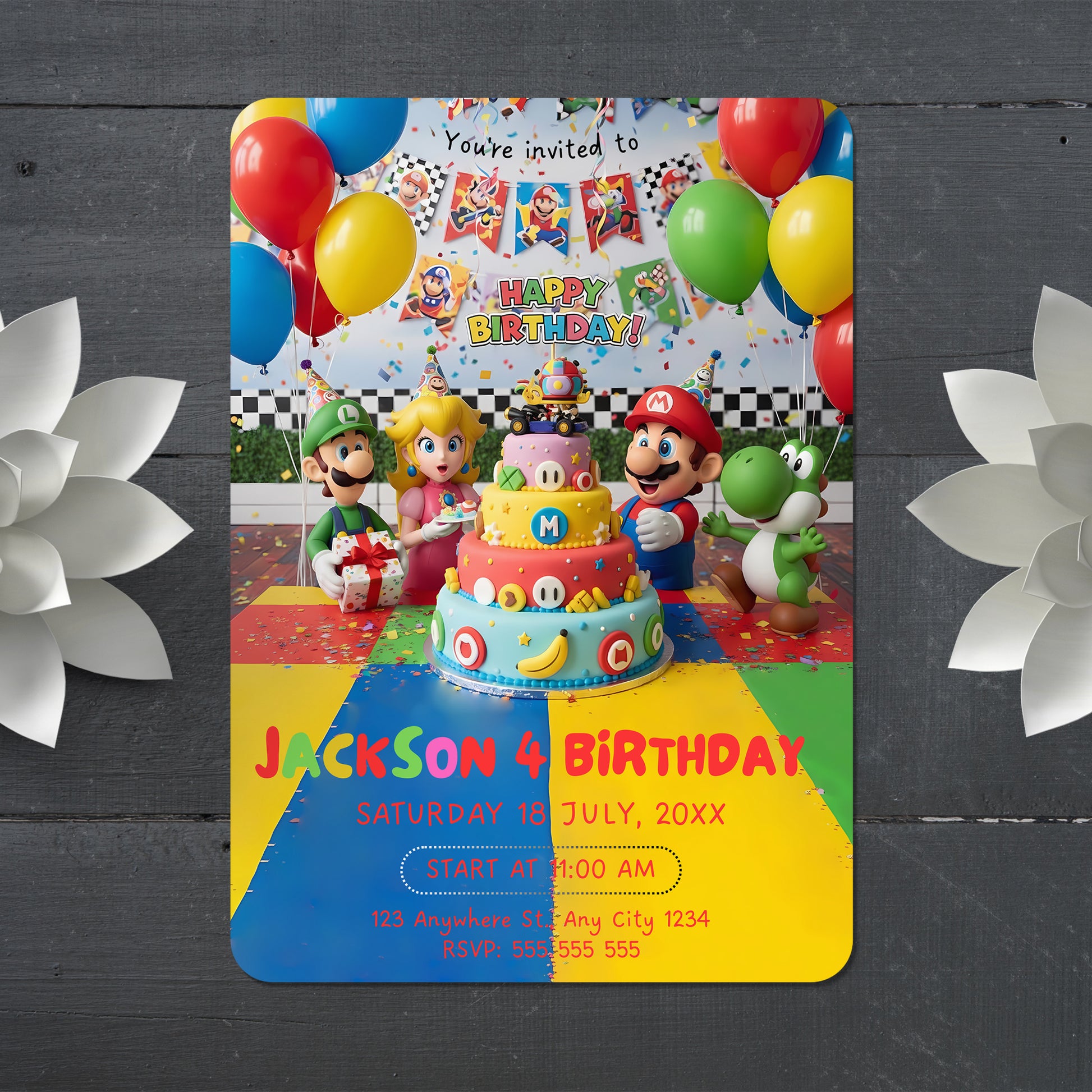 Super Mario Bros Birthday Party Invitation - CreativeRino