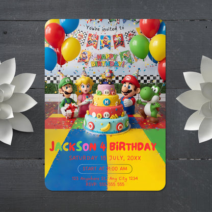 Super Mario Bros Birthday Party Invitation - CreativeRino