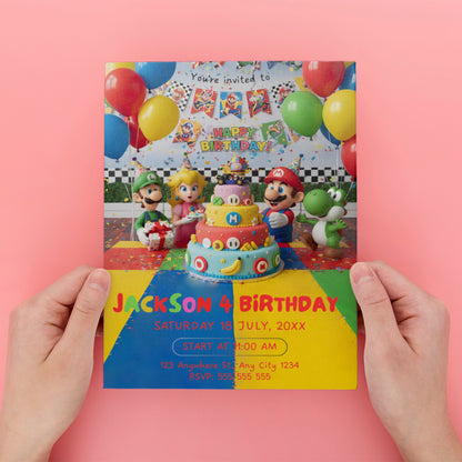 Super Mario Bros Birthday Party Invitation - CreativeRino