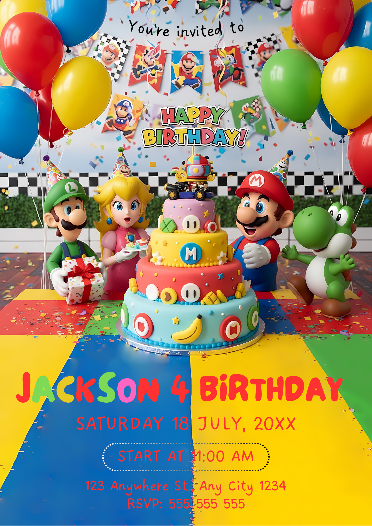 Super Mario Bros Birthday Party Invitation - CreativeRino