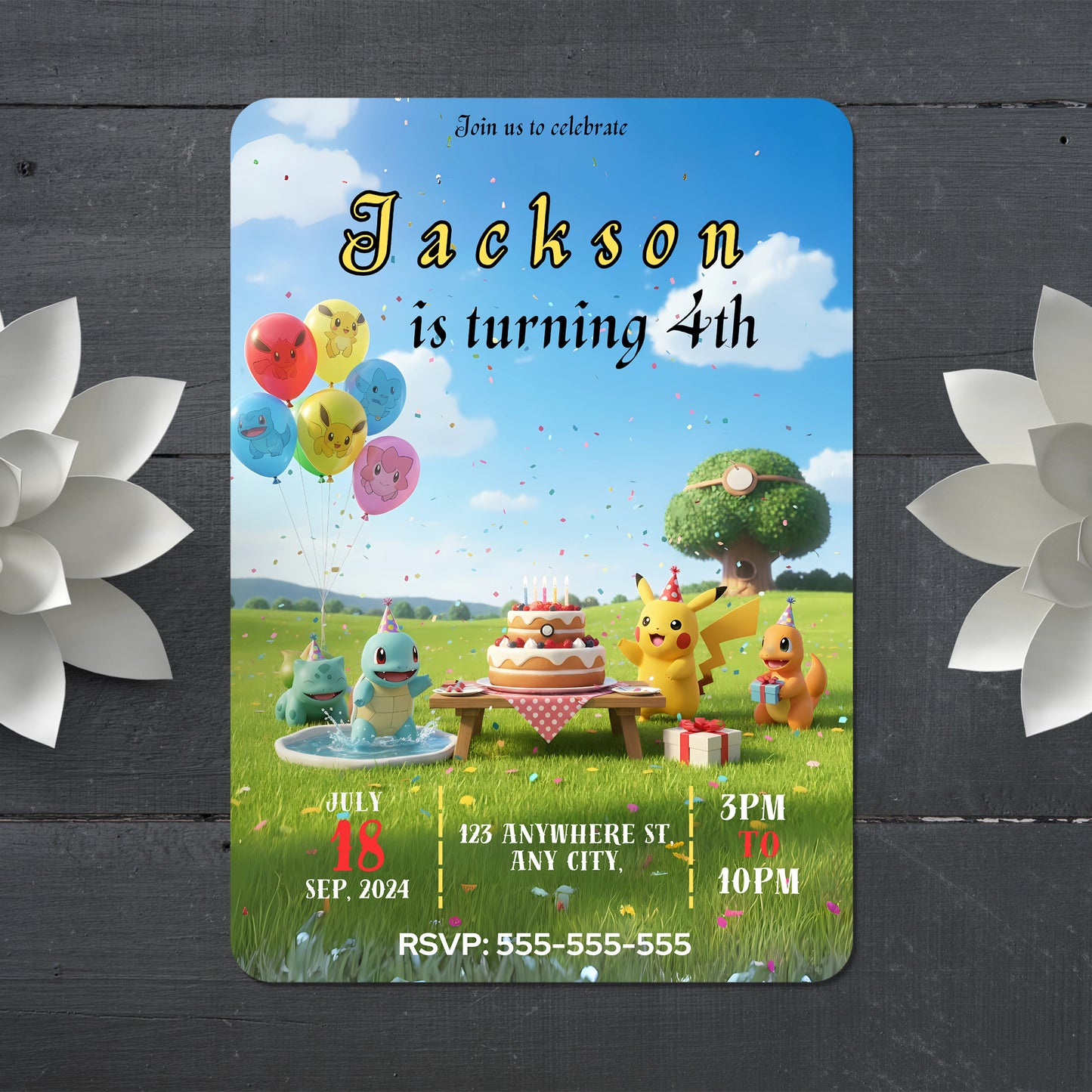 Pokemon and Friend Birthday Invitation - CreativeRino