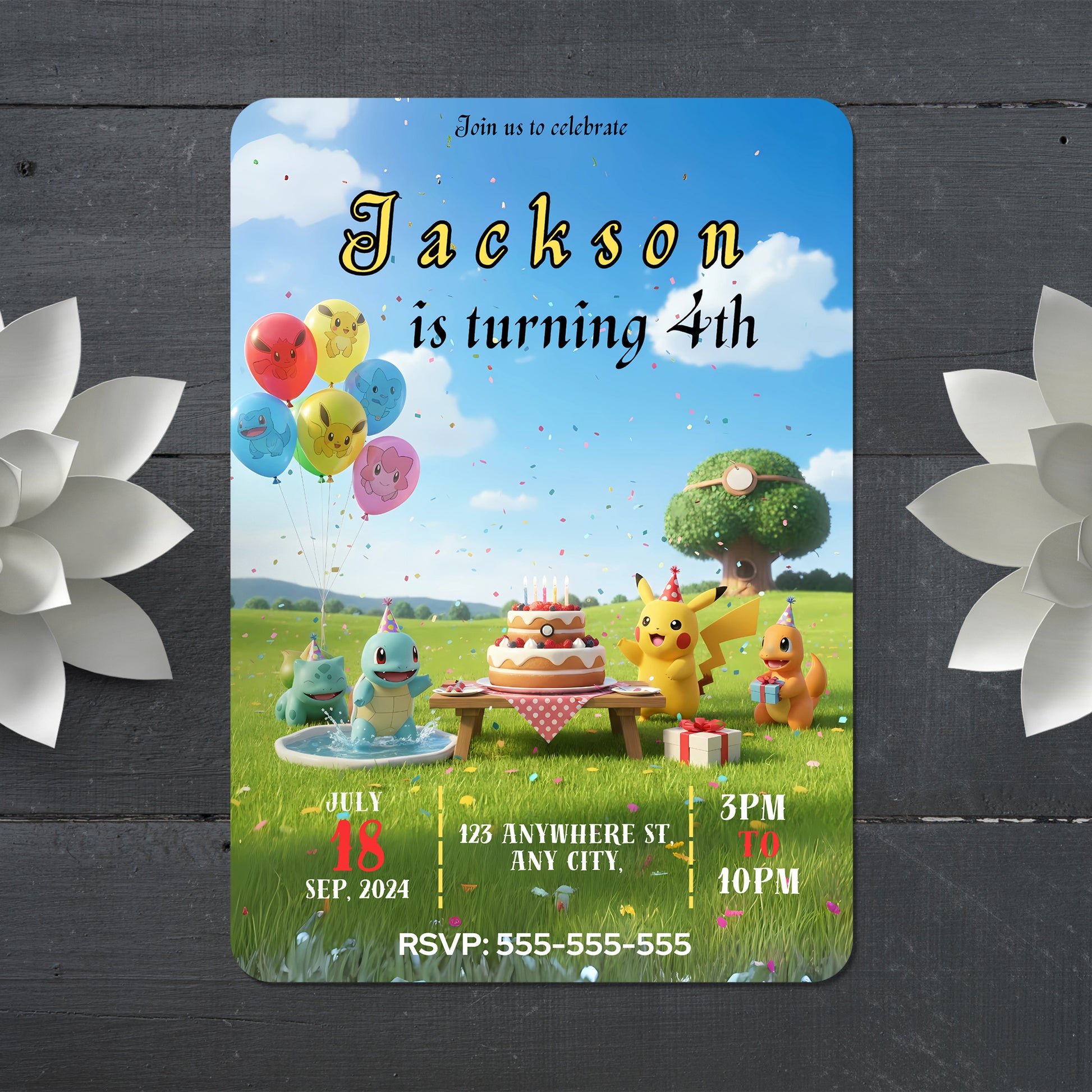 Pokemon and Friend Birthday Invitation - CreativeRino